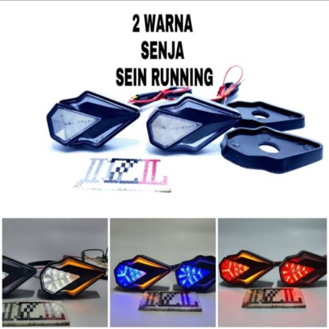 Lampu LED SEIN Tempel Model Diamond Running 2 Warna sein Fairing-Putih