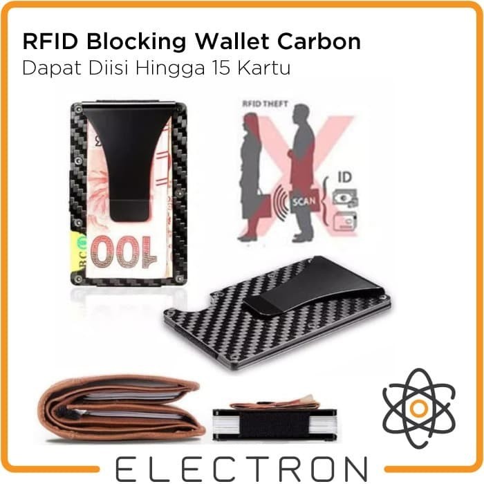 RFID Blocking Wallet Carbon Card Money Clip Dompet Holder Kartu