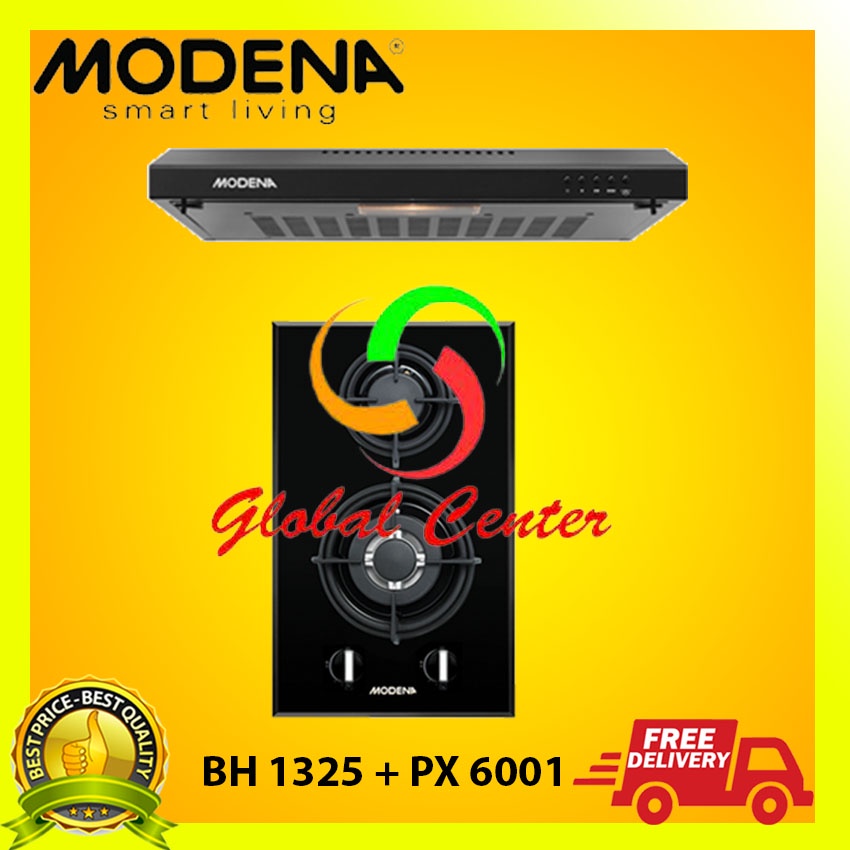 Paket Hemat Modena Kompor Tanam BH 1325 Dan Cooker Hood PX 6001