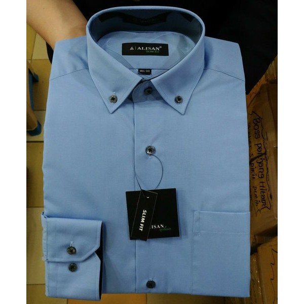 Order Langsung kemeja Alisan biru muda panjang Kombinasi dalam slim fit kode B2 Murah