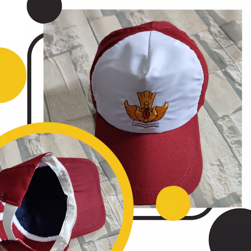 Topi sekolah SD merah putih unisex