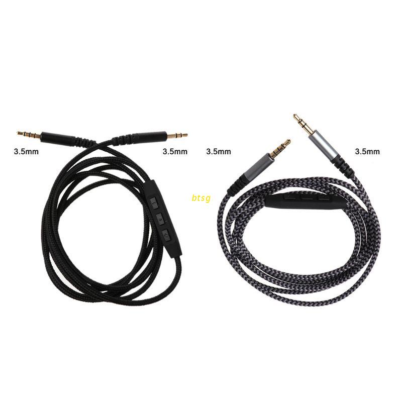 btsg 1.4m Braid 3.5mm to 3.5mm Jack Audio AUX Cable Cord With Mic Volume Control for