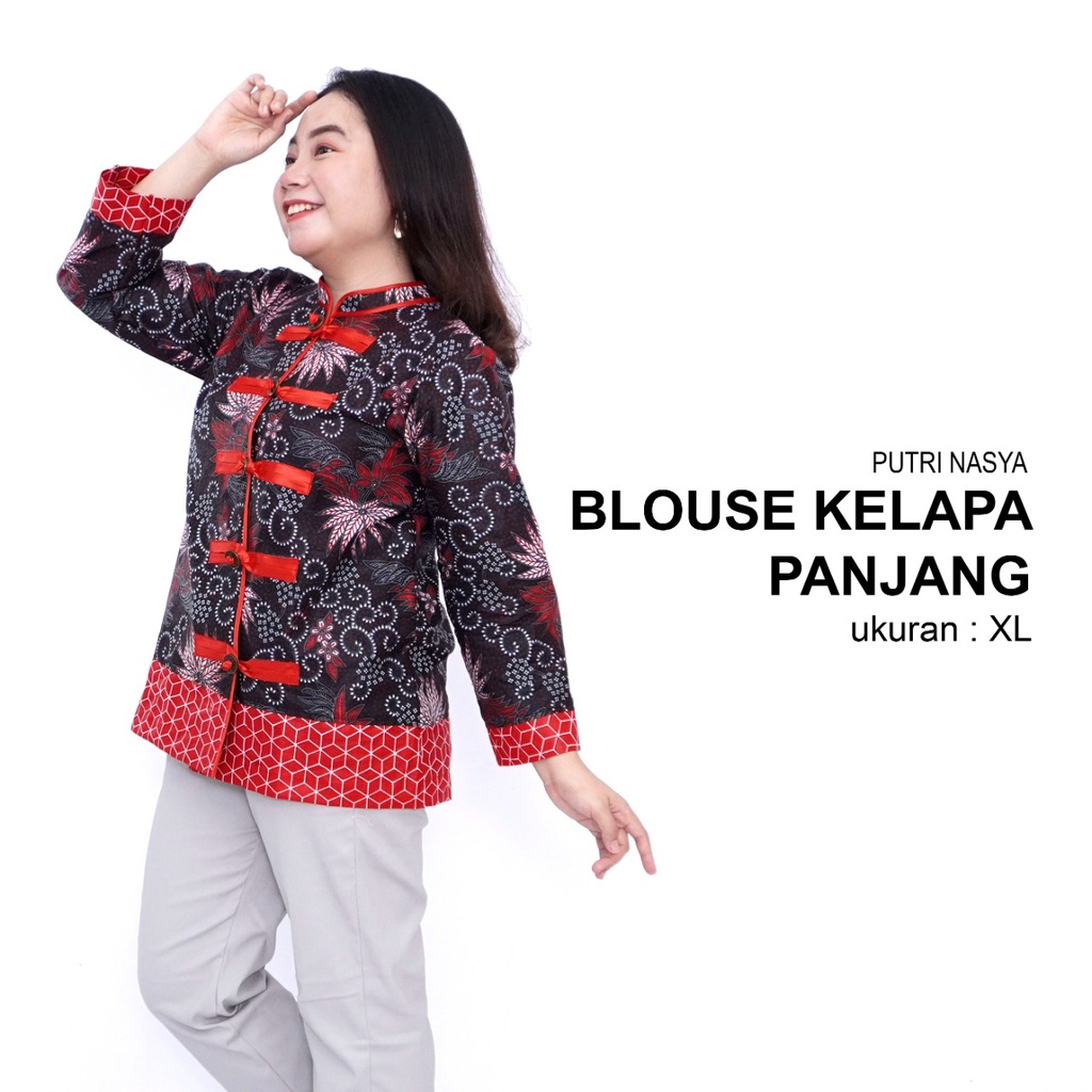Atasan Batik Blouse Big Size Wanita Kerja Jumbo S-M-L-XL-XXL-3L-4L-5L Model Blus Jumbo Seragam Batik