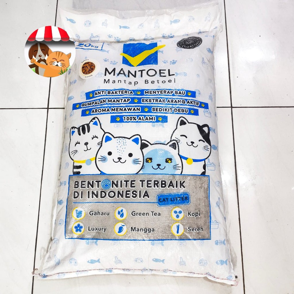 Pasir Gumpal Wangi Kucing Mantoel Mantul 20kg 25liter Cat Litter Bentonite