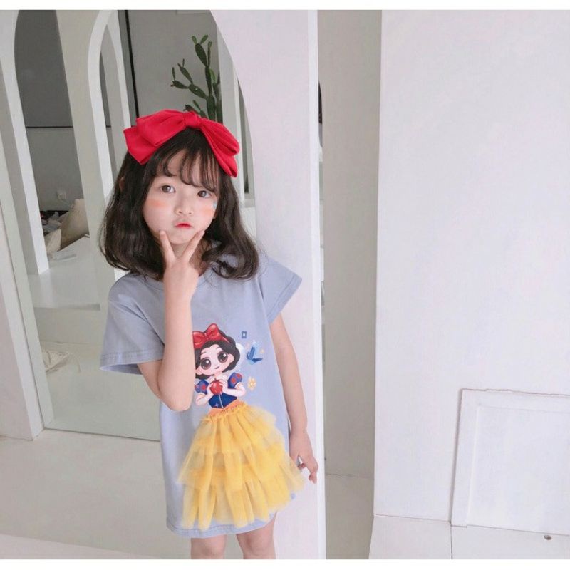 Baby dress import baju terusan gaun anak bayi perempuan impor disney princess elsa frozen snow white ariel mermaid kids girl kid toddler balita batita pakaian kaos tutu tile tulle hadiah kado gift ultah doll pink white putih blue biru shirt