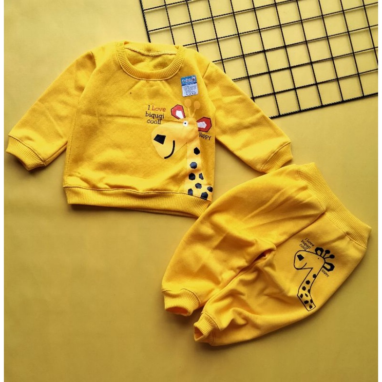 set sweater bayi 0-12 bulan motif giraffe