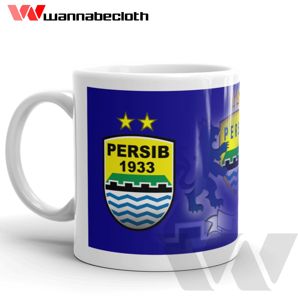 Gelas Mug PERSIB Keramik Porcelain Souvenir PERSIB BANDUNG Maung Bandung Logo Biru Artistic