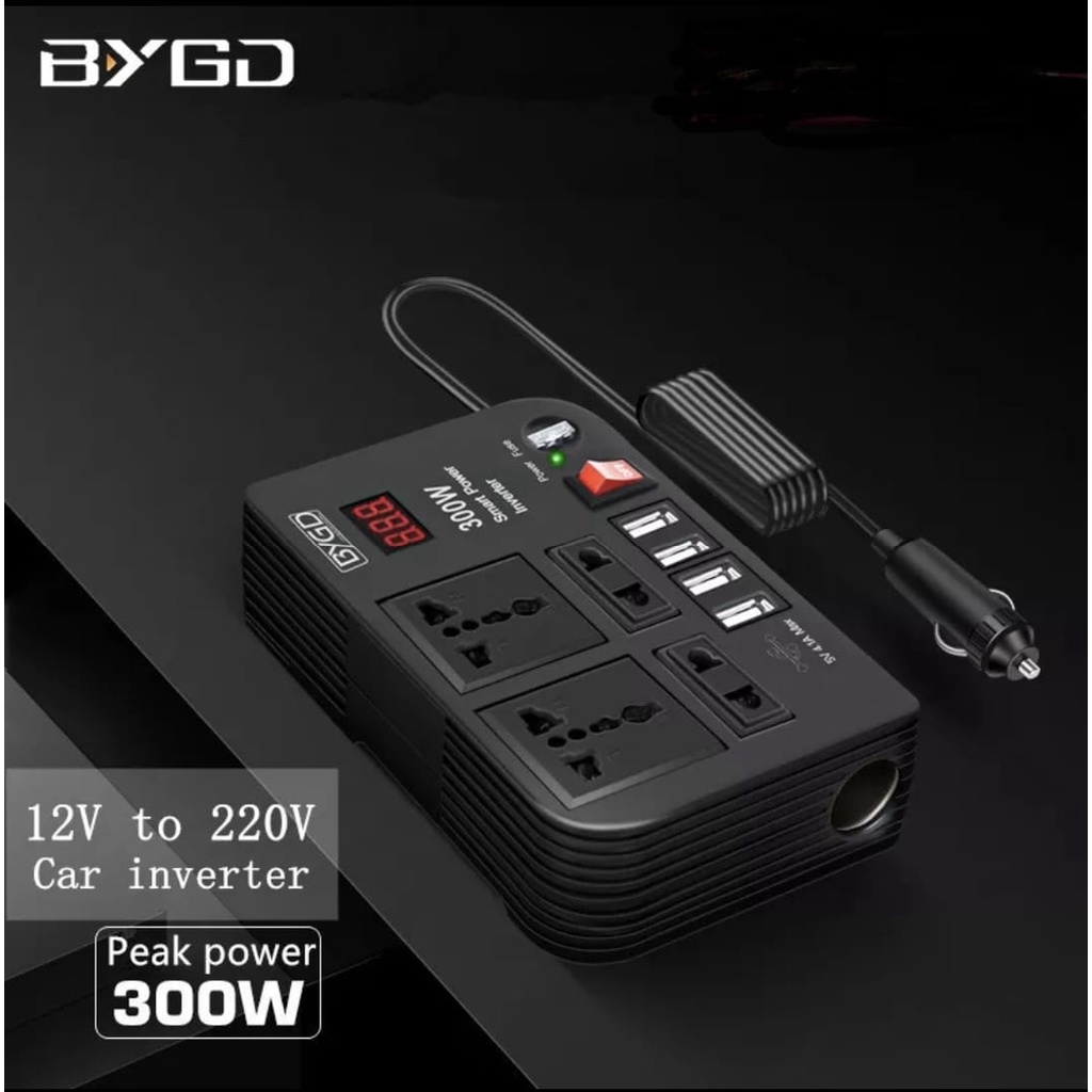 Inverter Mobil 300watt Car Power Lighter 4 soket power &amp; 4 usb 4.1A