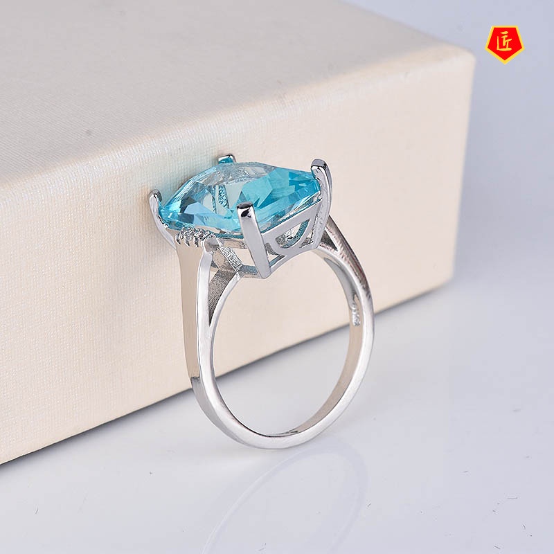 [Ready Stock]Fashion Luxury Topaz Sapphire Ring