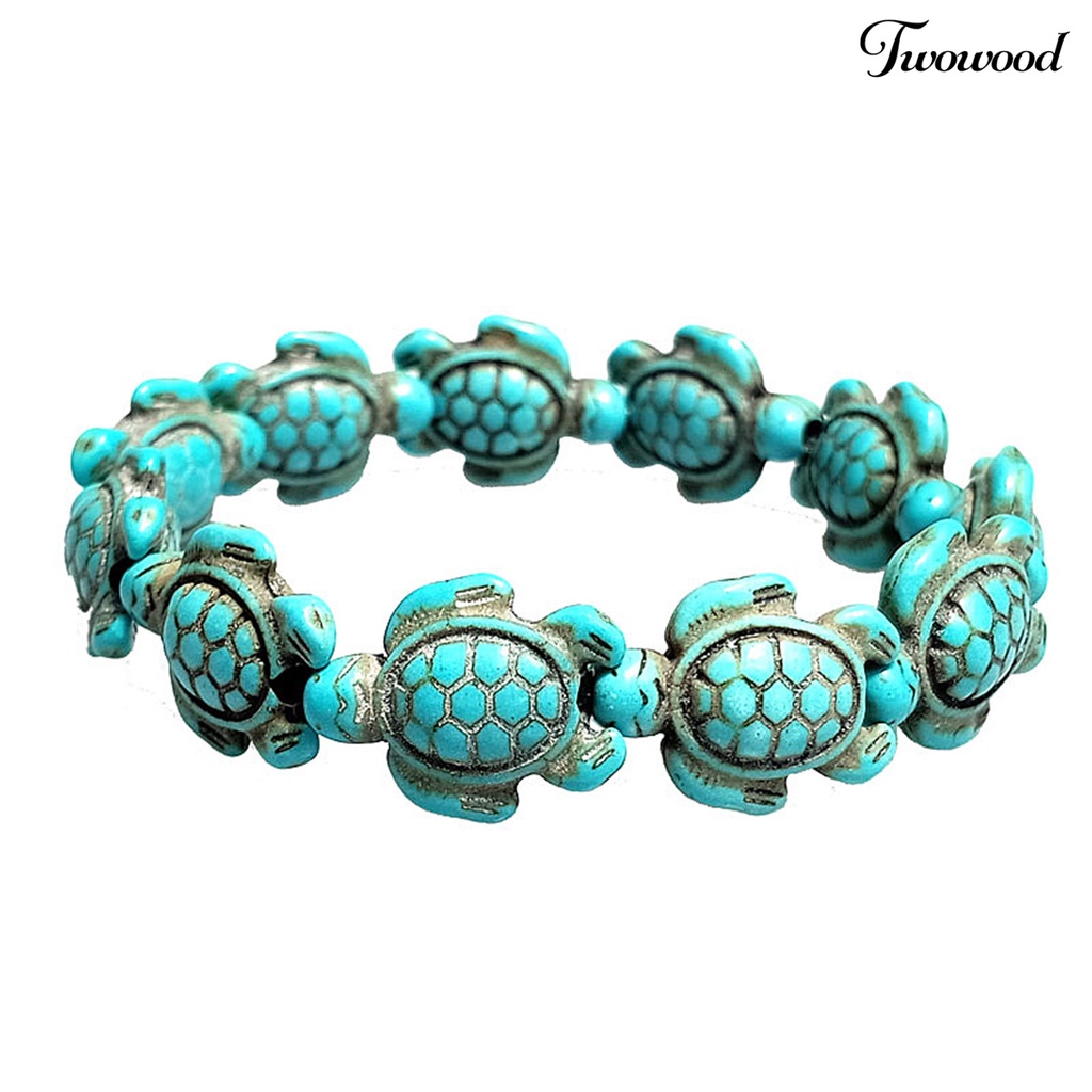 Gelang Bentuk Hewan Kura-Kura Laut Turquoise Tiruan Ramah Lingkungan Gaya Hawaii Untuk Unisex