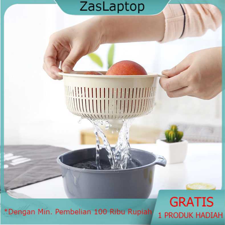Baskom Saringan Double Layer Cuci Buah Sayuran Size Besar