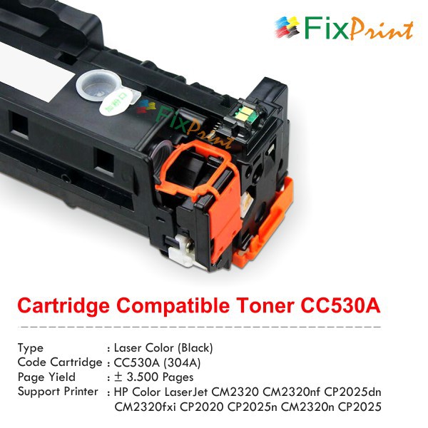 Cartridge Toner Compatible HP CC530A 304A Black, HP Color Laserjet Murah