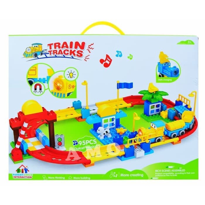 BLOCK LEGO TRAIN TRACK 95 PCS - MAINAN EDUKASI EDUKATIF