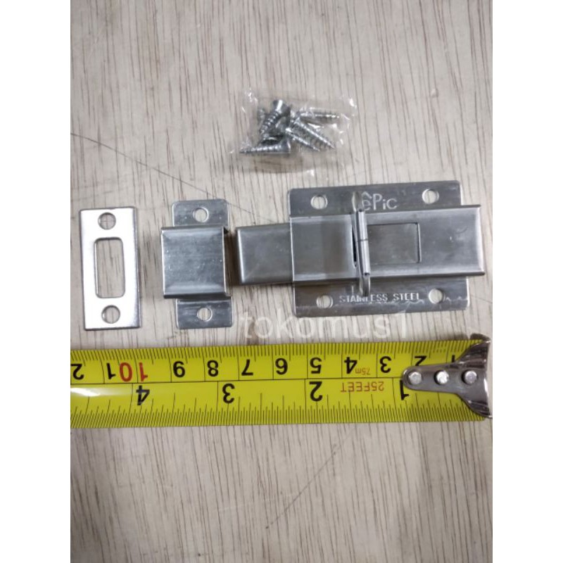 SLOT LEBAR STAINLESS 2&quot; 3&quot; 4&quot; INCHI/GRENDEL PINTU JENDELA +BAUT MURAH ELMESS