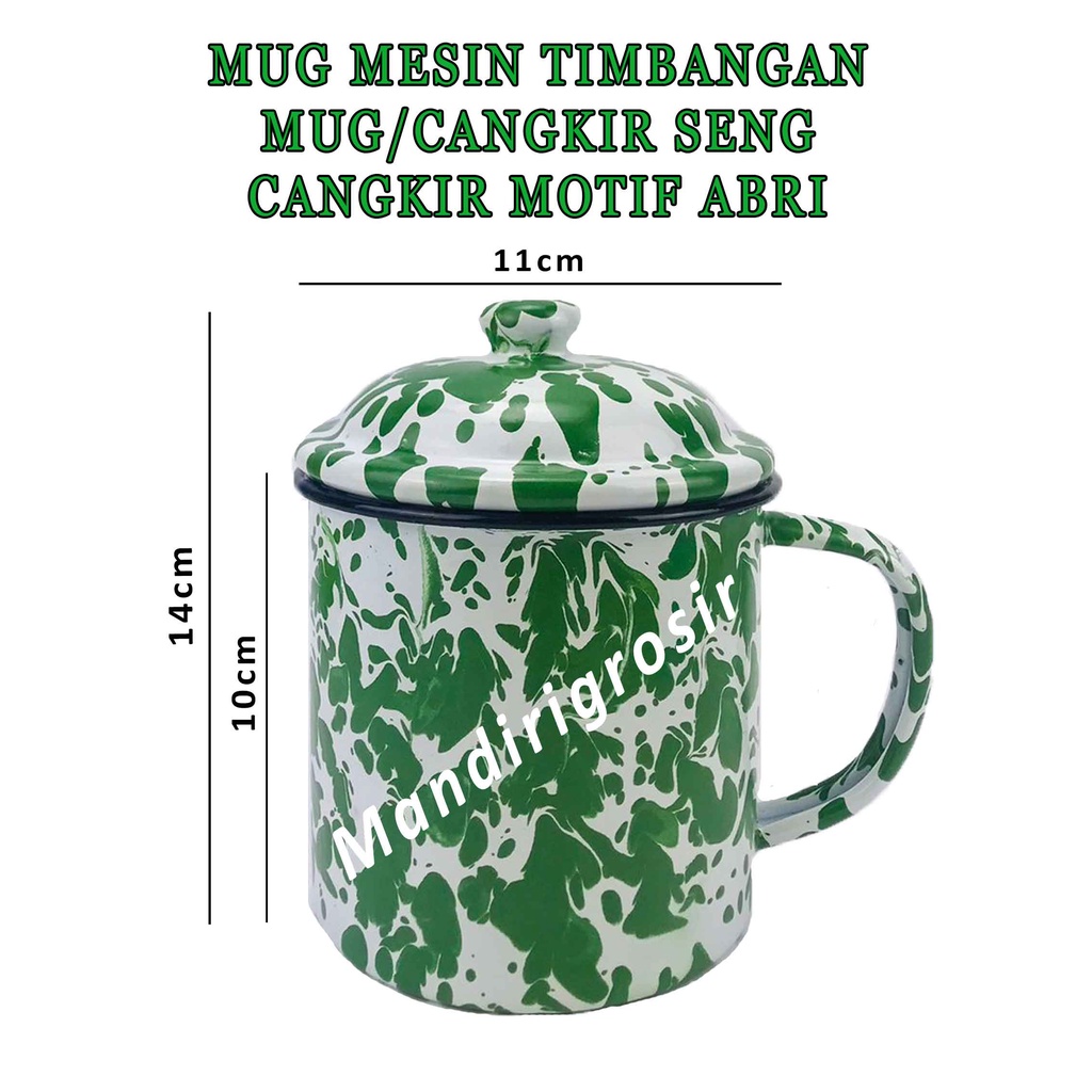 Mug Enamel * Cangkir + Tutup * Mug Loreng Jadul * Cangkir Seng Bercorak