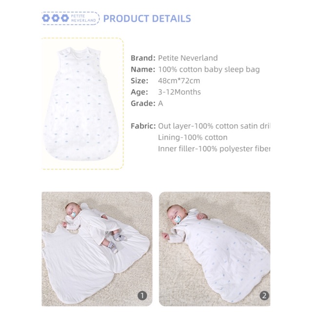 6-12 Months 100% Cotton Wearable Blanket Baby Sleep Bag Pink Bunnies 2 Pack 