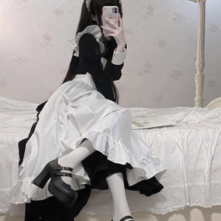 Hanya untuk anda--【Rollenz】Ready Stock Long Maid Dress Man Lolita Costume Cosplay French Longsleeve 