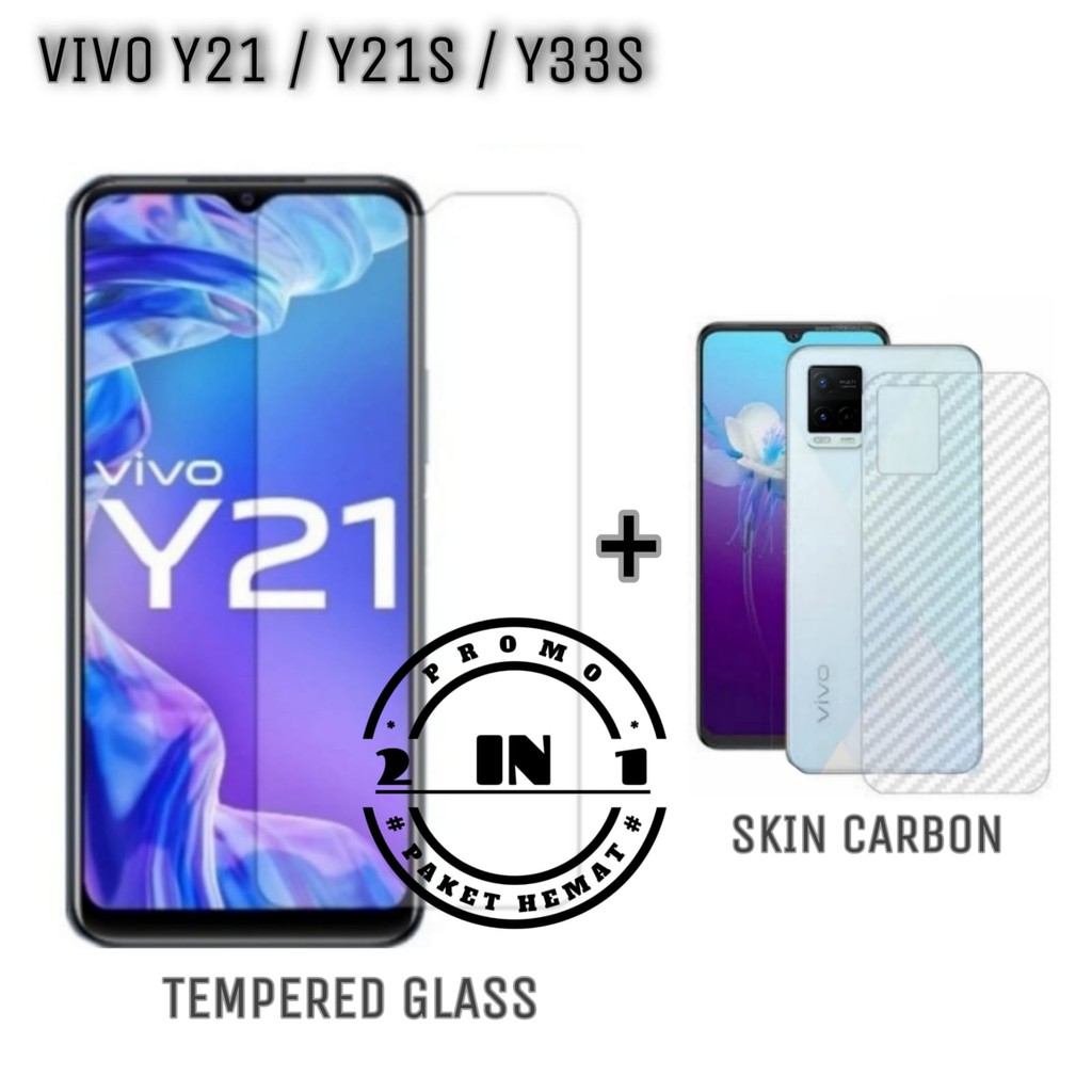 Tempered Glass Clear VIVO Y21/Y21S/Y33S Anti Gores Layar Free Skin Carbon Handphone