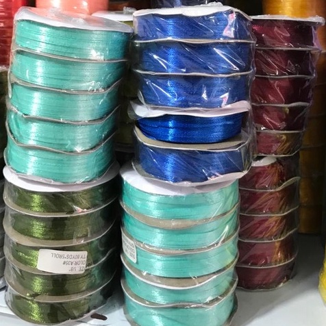 

Pita Satin 1/8 Inch / Pita satin 0,3 cm untuk Hiasan Souvenir Hadiah Gift Hampers Dus Box Kado / Pita Kado