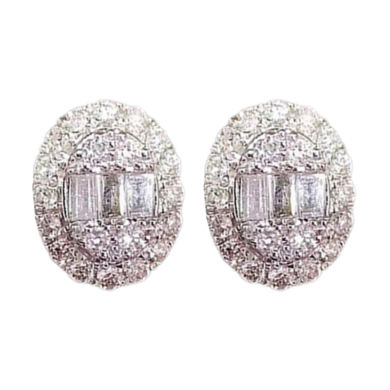 Anting Stud Kristal Kubik Zirkonia Bentuk Oval Untuk Wanita