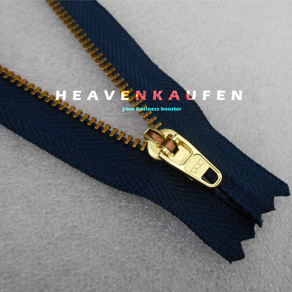 Resleting Zipper YKK Jeans 17,8 cm Atau 7 inch Gold Emas Warna