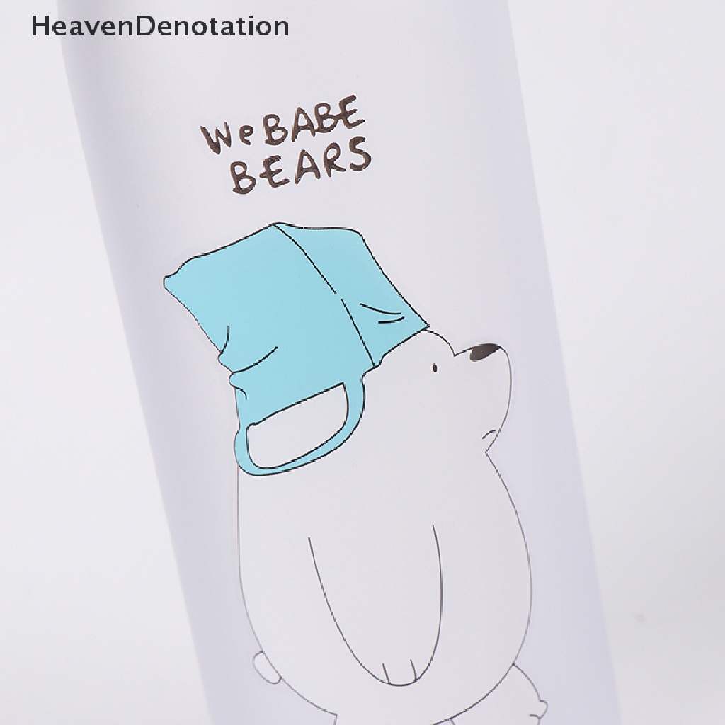 [HeavenDenotation] 1000ml Bear Pattern Transparent Plastic Bottle Cartoon Frosted Water Bottles