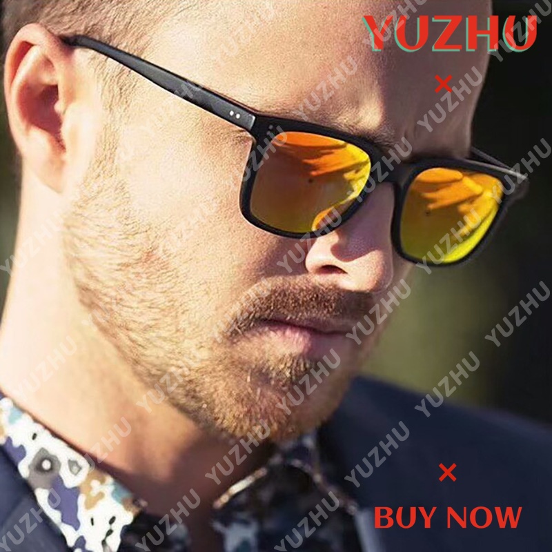 (YUZHU) COD Pria Kacamata Hitam Gaya Retro Small Square Kacamata Men Sunglasses UV400 Protection