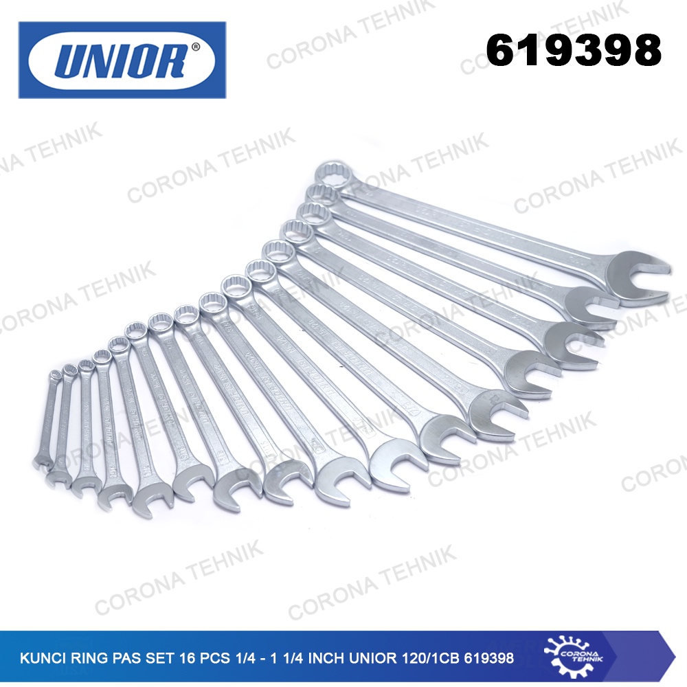 UNIOR 120/1CB 619398 - Sale - Kunci Ring Pas Set 16 Pcs 1/4 - 1 1/4 Inch