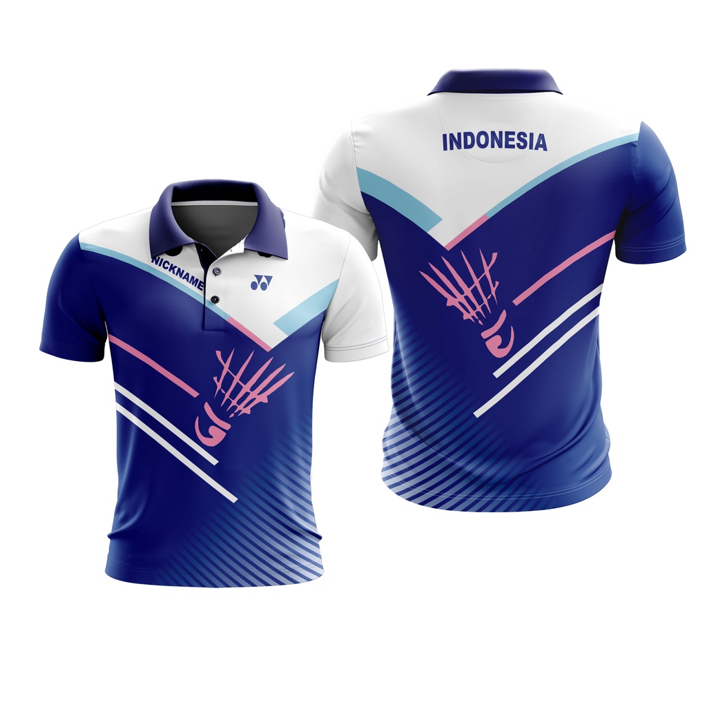 Baju Kaos Jersey Women Badminton Polo Free Custom Name + Nomor Full Printing Dewasa Pria Wanita 03