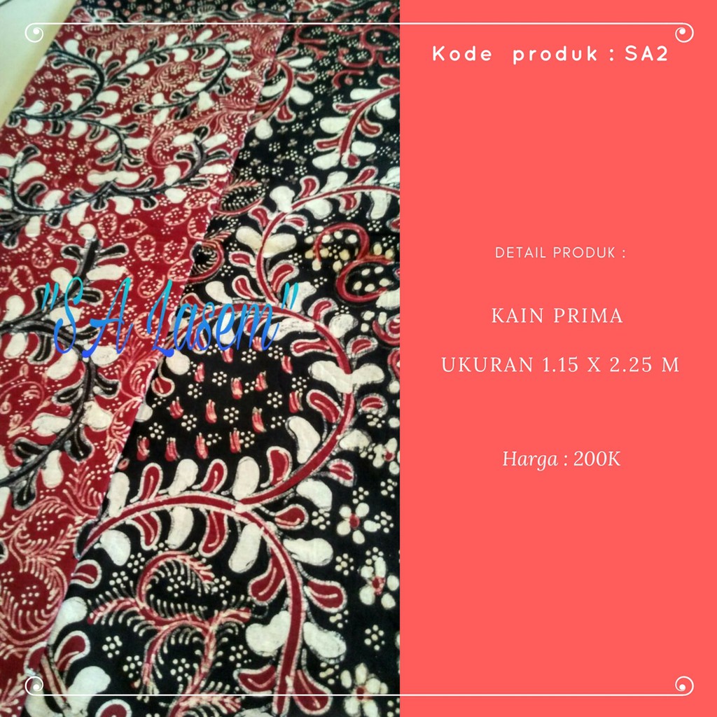 Batik Tulis Motif Lasem Merah Hitam, SA2