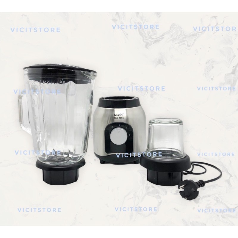 Arashi Blender ASB 1503 JAR 1.5L Bahan Kaca + Glinder 0.5L