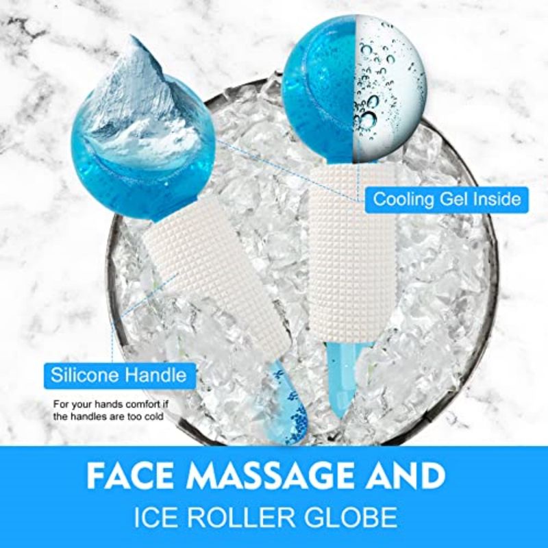 2PCS Ice Globes Roller Facial Massage Bola Alat Pijat Wajah untuk Kemerahan Menenangkan Kerutan