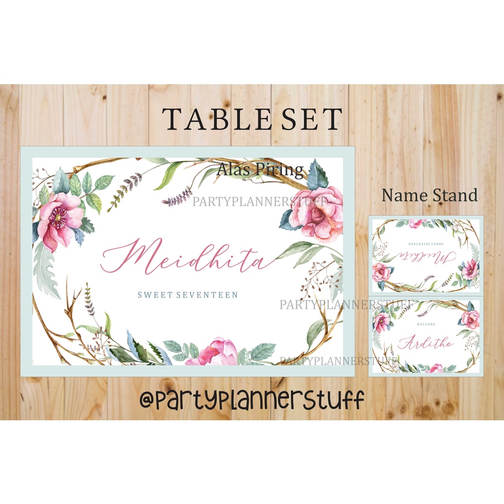 Table set decor meja sweet seventeen birthday / bridal shower / rustic dekor baby shower / anniversa