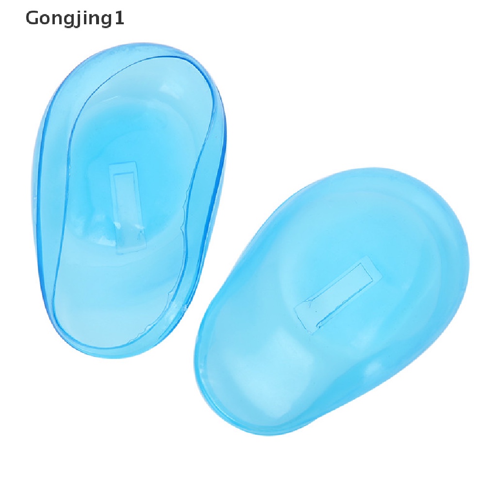 Gongjing1 2 Pasang / 4pcs Cover Pelindung Telinga Bahan Silikon Warna Biru Transparan