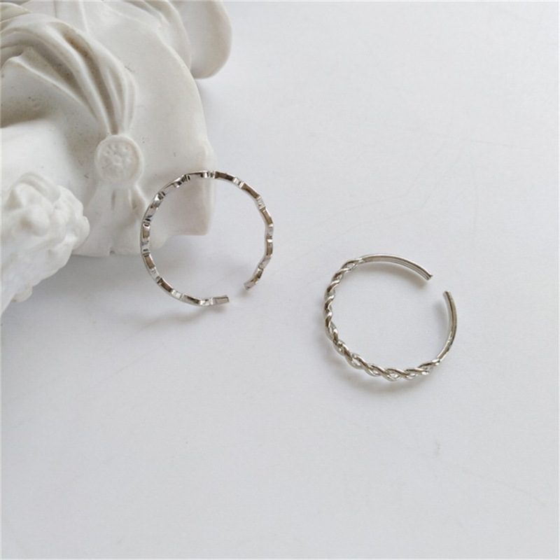 2pcs/set Cincin Fashion Terbuka Dapat Disesuaikan Untuk Wanita Gadis Ins Korea Gelombang Tangan Permen Perhiasan