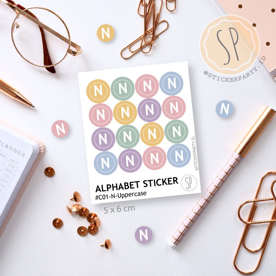 

Stiker Huruf Mini N-to-Z Alphabet Besar Kecil Satuan Dot Bulat 0,8cm Candy
