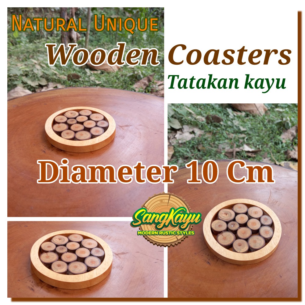 Unique Wooden Coaster 10Cm Tatakan kopi Tatakan gelas mug kayu unik