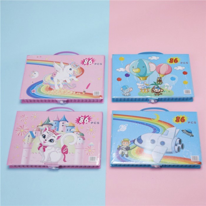 

Cantik Crayon Set 86 Pcs Pensil Warna / Colouring Set Stationary Kado Anak Hemat
