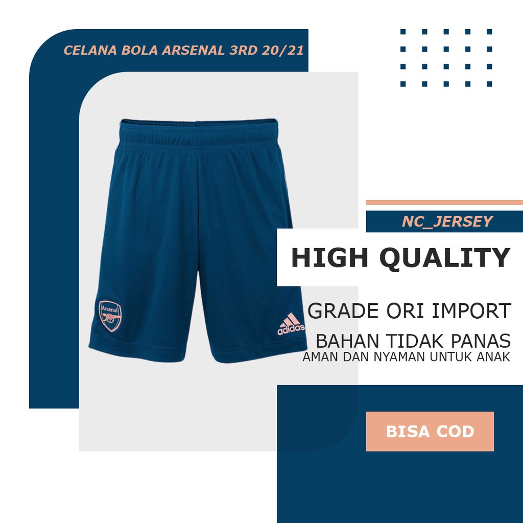 Celana Bola Arsenal 3rd 2020 2021 Grade Ori Import / Kolor Arsenal / Arsenal Third Kit 20 21 Short