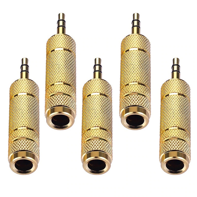 Kepala Plug AUX 3.5mm to 6.35mm Connector Head Gold Plated Male RConnect - Golden