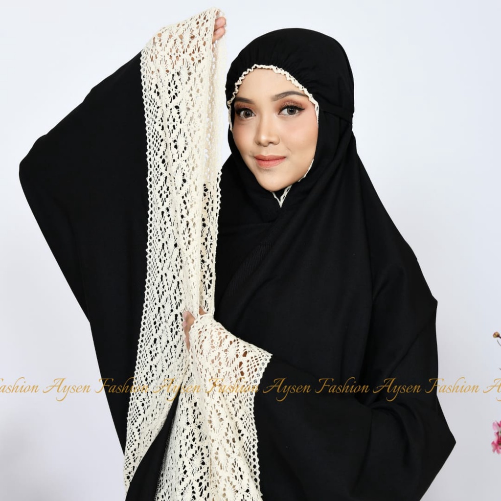 Mukena Dewasa Jumbo Katun Polos Renda Rajut