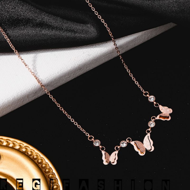 Kalung Titanium Wanita Terbaru Liontin Kupu- Kupu Double / Kalung Rantai Wanita Titanium Asli / Kalung Wanita Korea Model Terbaru