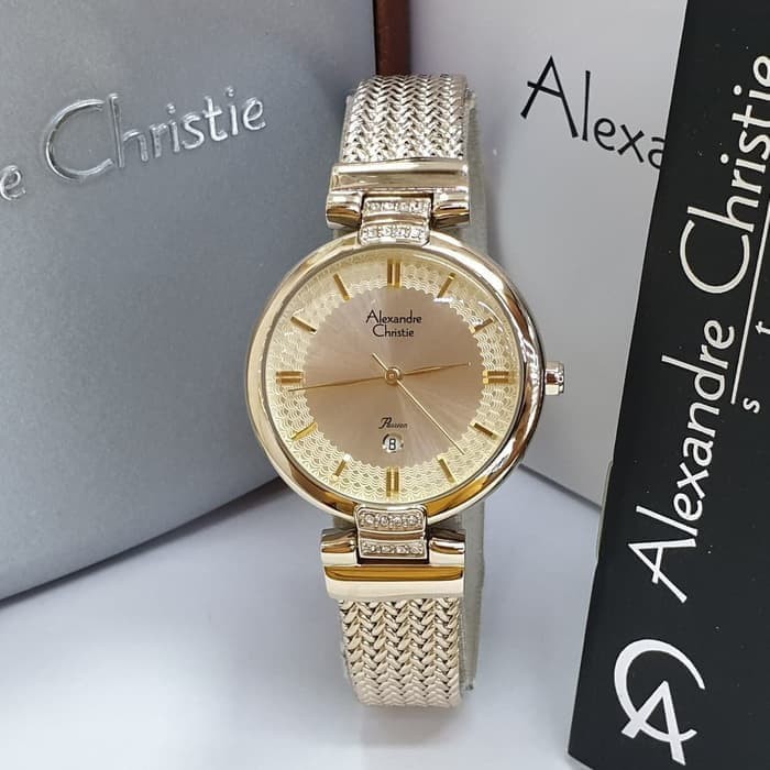 jam tangan wanita alexander cristie original ac2757 gold