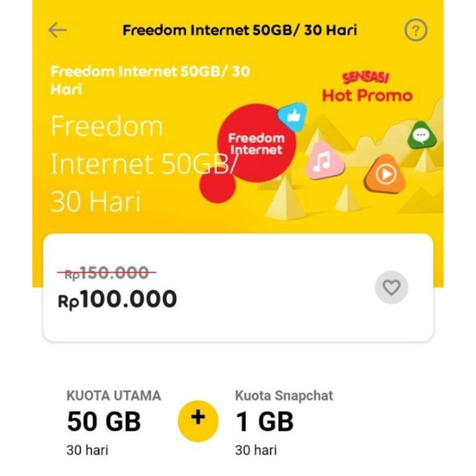 GIFT DATA INDOSAT FREEDOM 50GB FULL 24 JAM / 30 HARI (WAJIB UNREG)