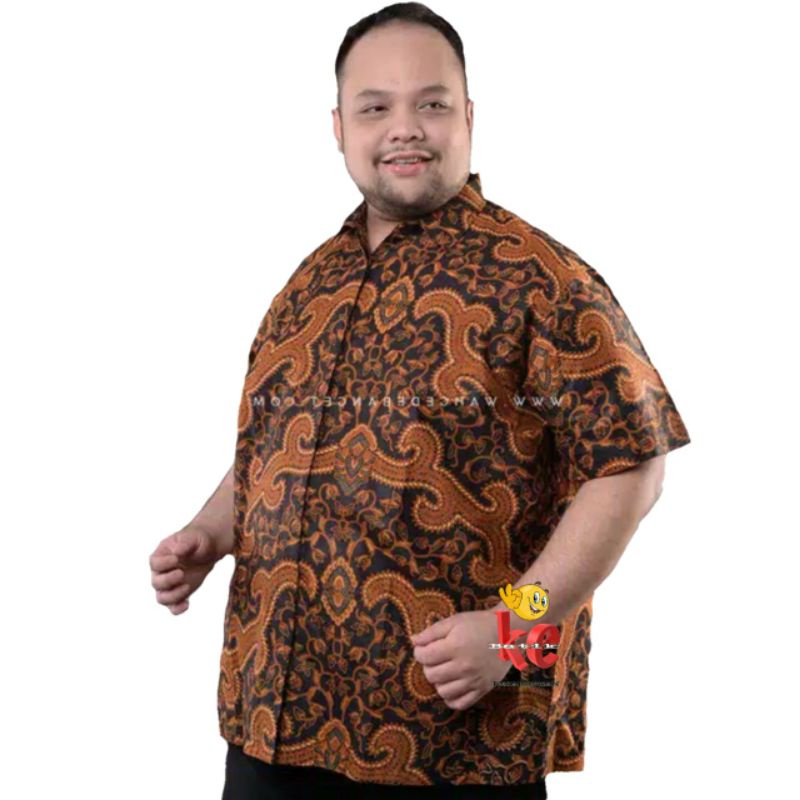 PROMO ASLI Risna Batik JUMBO HRB093 Hem Batik Pria Pendek Premium M L XL XXXL 3L 4L 5L pria BATIK...-JMB MOTIF JALU