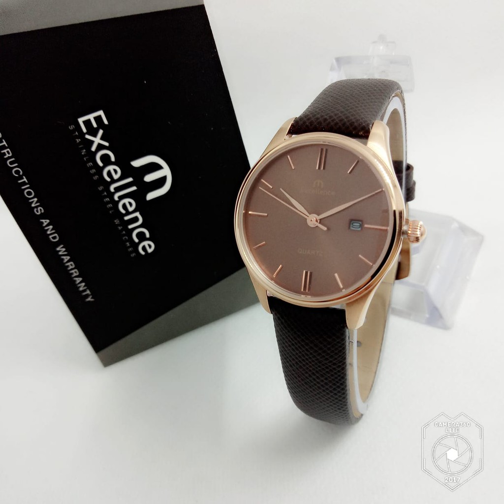 Excellence 8115 - Jam Tangan Kasual Wanita - Analog Quartz - Tali Kulit - Original