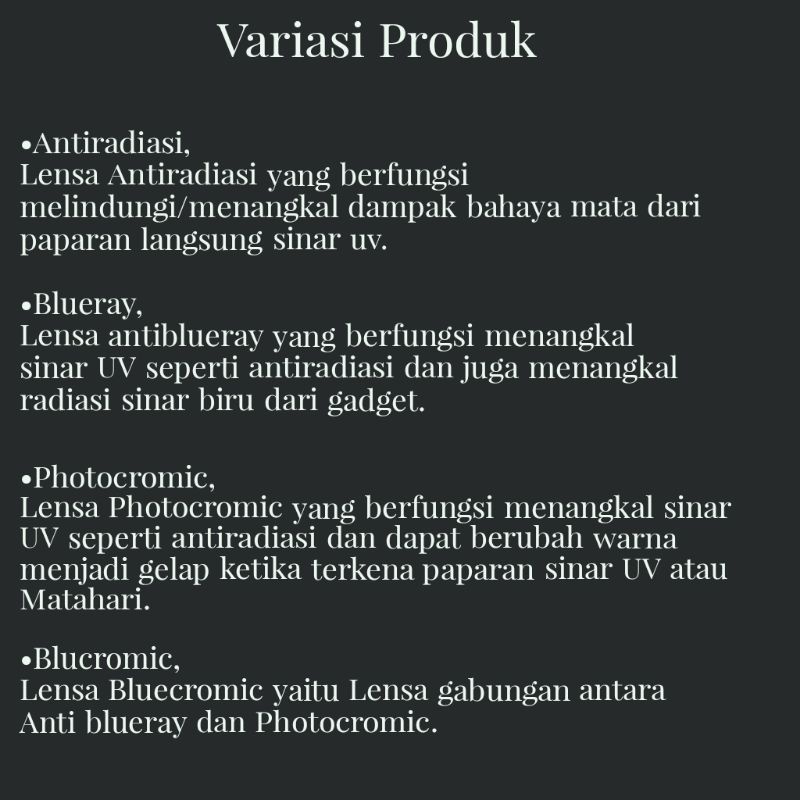 (8863) KACAMATA BESI KOTAK |FREE MINUS/CYLINDER| ANTIRADIASI•BLUERAY•PHOTOCROMIC•BLUECROMIC