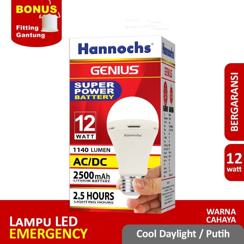 Lampu Emergency Hannoch AC/DC genius