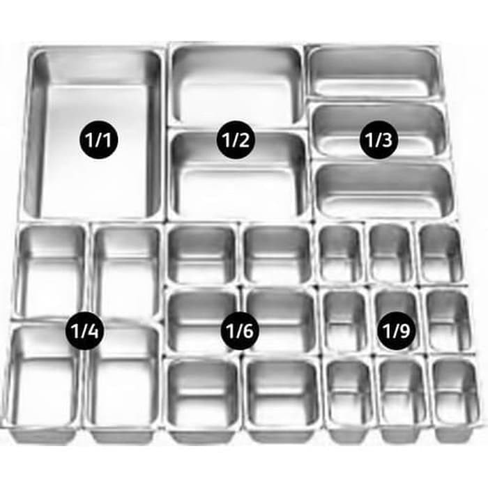 Food pan prasmanan Stainless ukuran 1/3 tinggi 6.5CM / Wadah Stainless