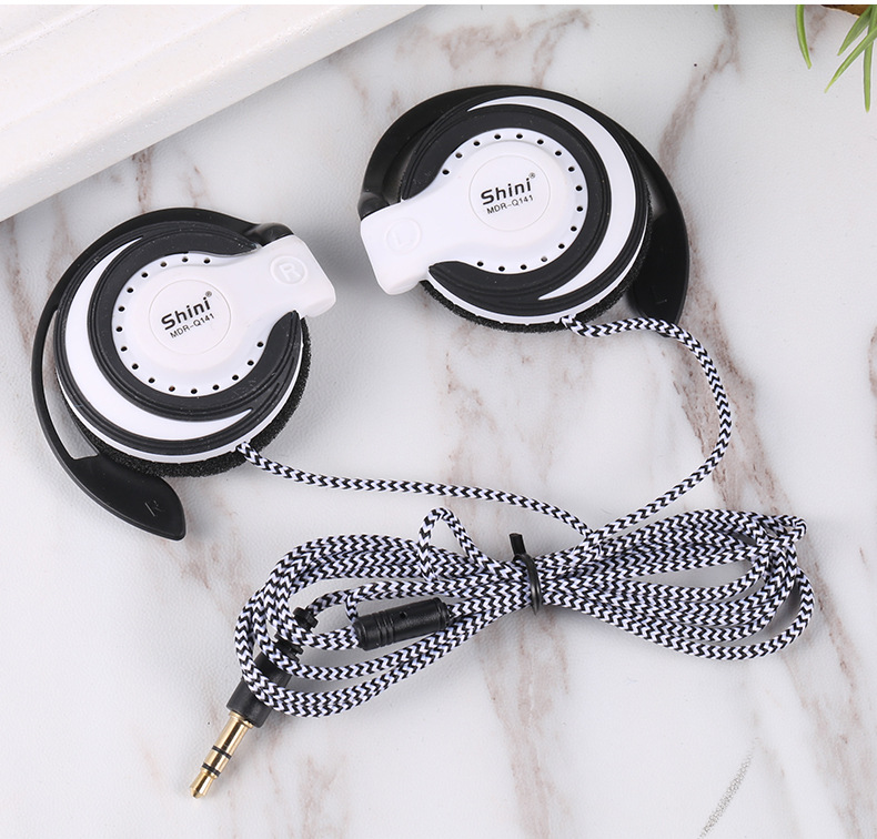 3.5mm Headset Clip On Ear Sports Running Headphones EarHook Earphone Braided Wire cable for Mp3 Computer